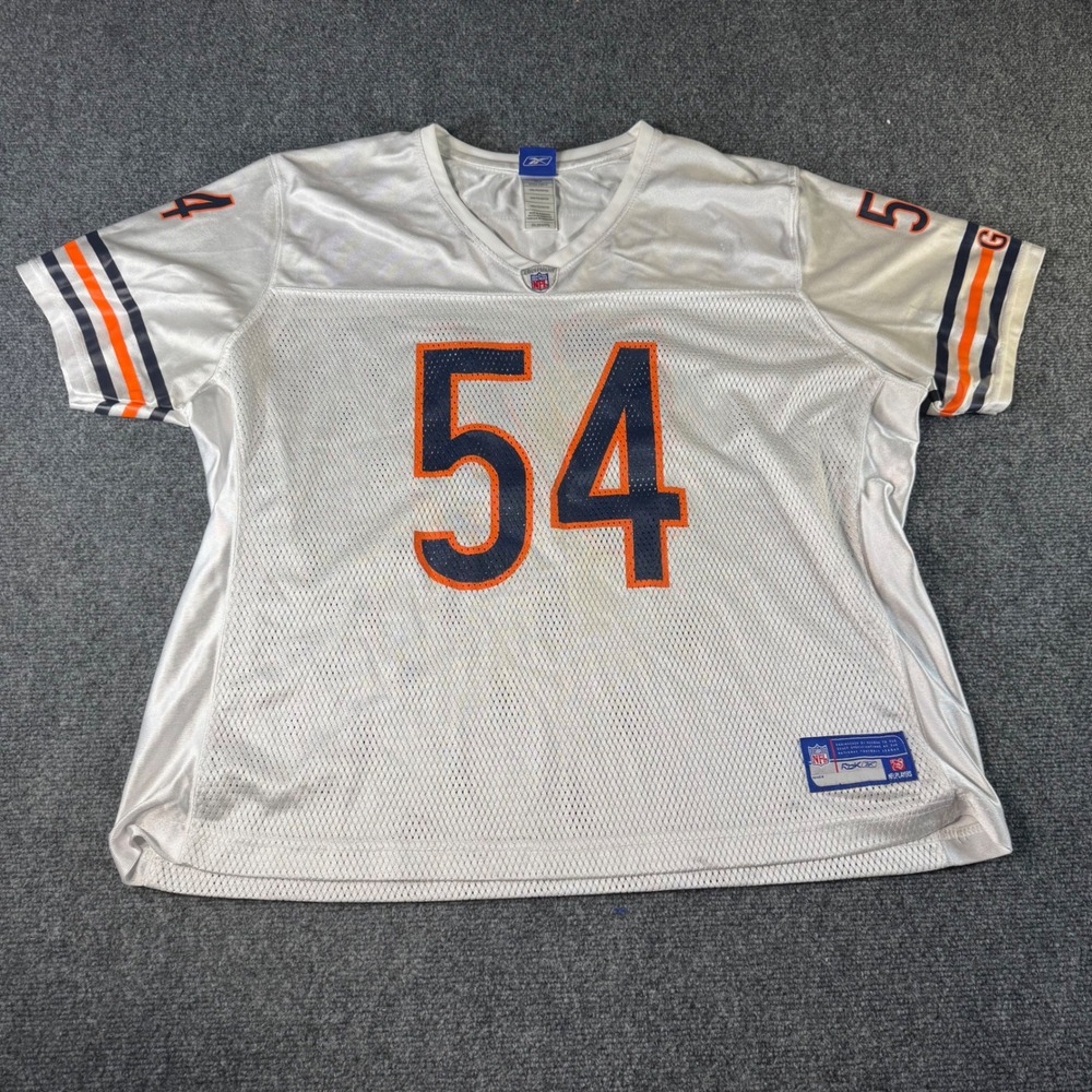 Reebok NFL Chicago Bears Brian Urlacher 54 Jersey White Mesh Mens 2XL Vintage